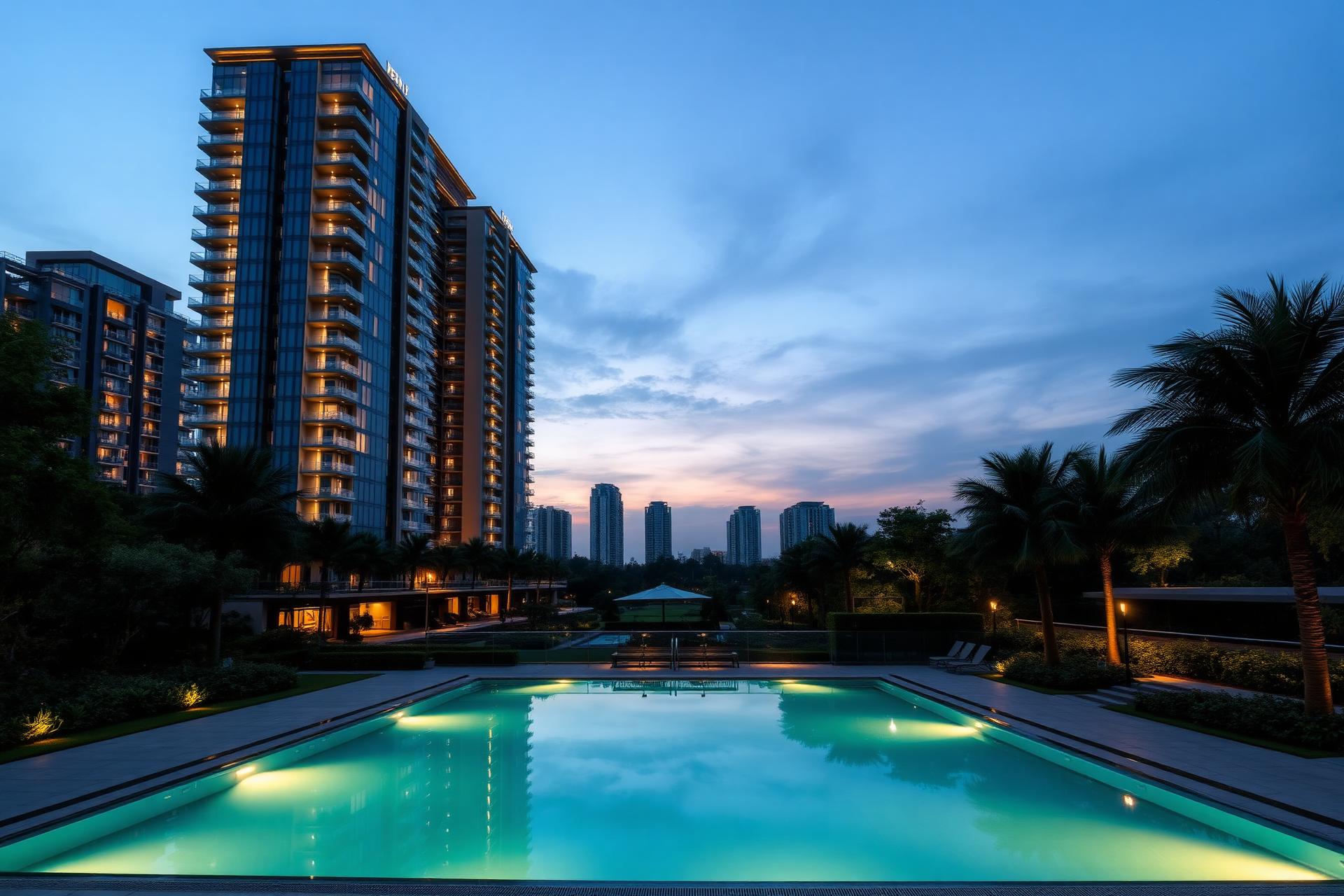 Karyan Group NH-24 luxury township at dusk